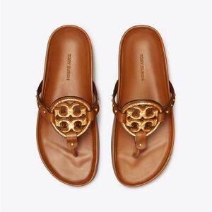 Tory Burch Miller Cloud Bourbon Sandals with Gold Logo NEW in box! Size 10
